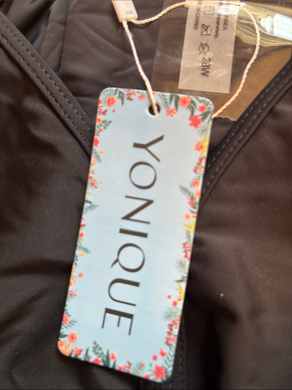Black One-Piece  Tankini with V-Neck - Picture 5 of 5